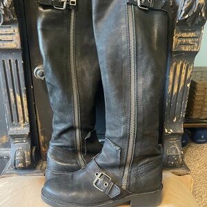 All Saints Black Leather Knee-High Boots